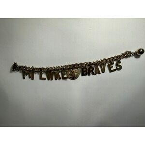 Vintage 1950s Milwaukee Braves Gold Tone Charm Bracelet MLB Baseball Memorabilia